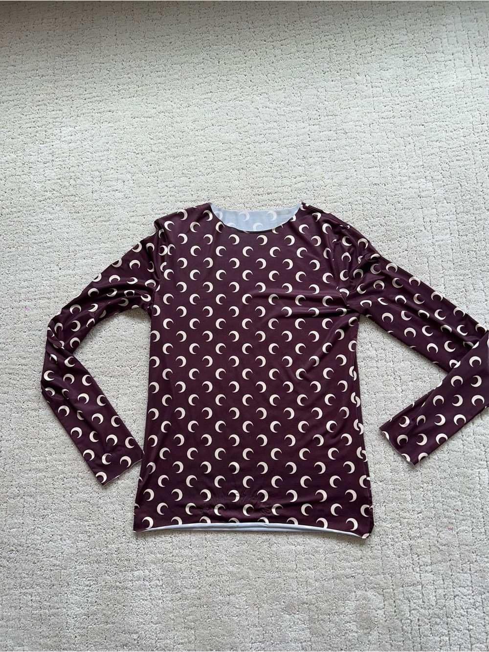 Crescent Moon Print Top, brown & tan